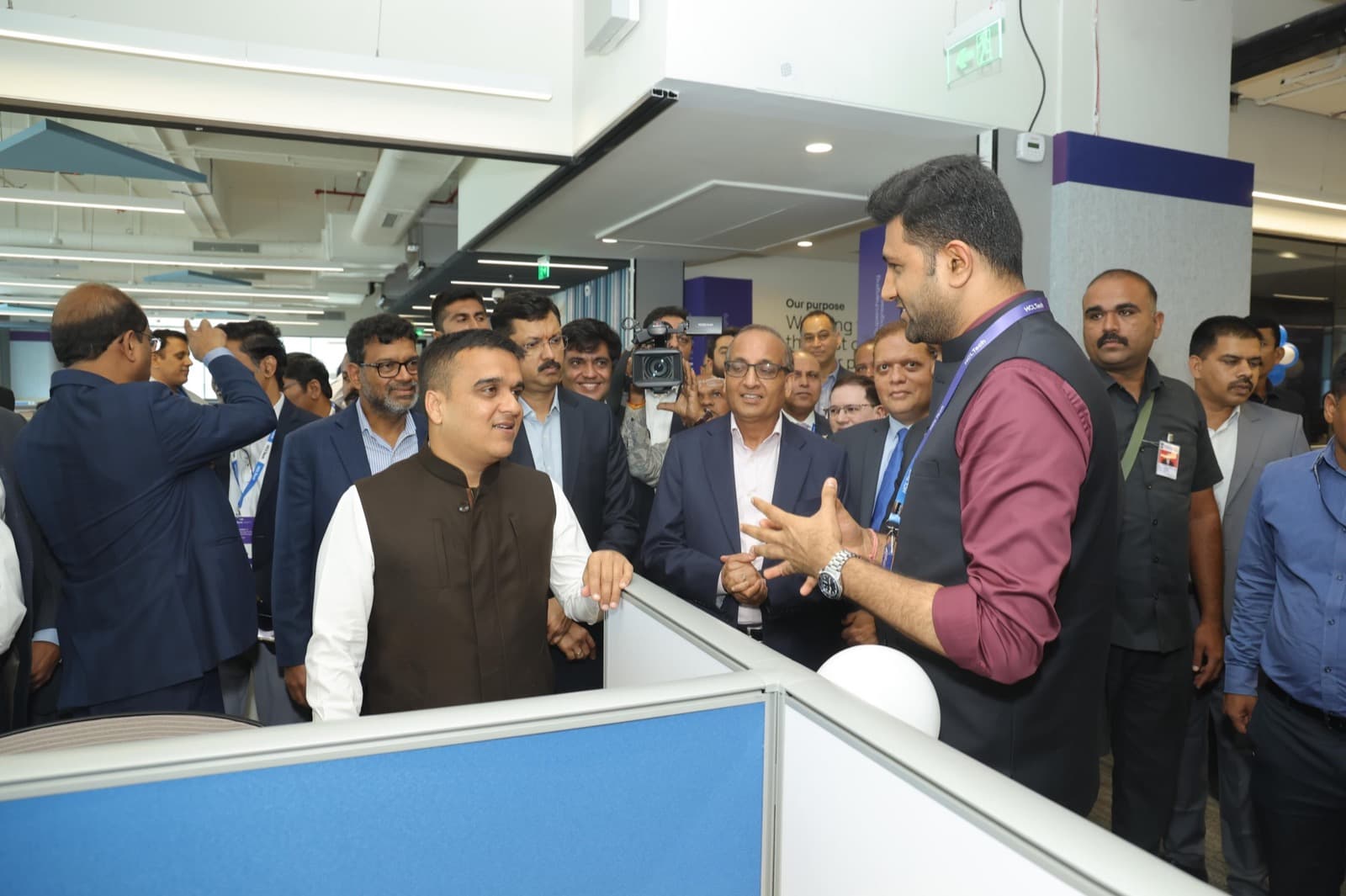 Anand Thakkar interacting with Shri Harsh Sanghavi, Deputy Chief Minister of Gujarat, at the inauguration of HCLTech's GIFT City campus, 17th July 2026