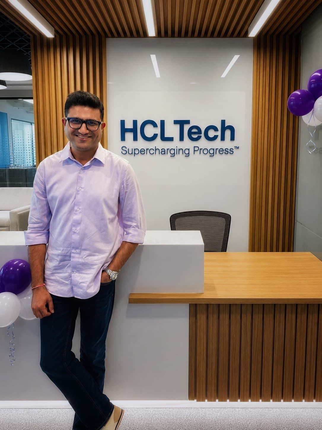 Anand Thakkar on his first day as Senior Technical Lead at HCLTech, GIFT City, 2026